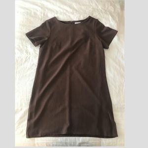 Brown Short Sleeve Shift Dress